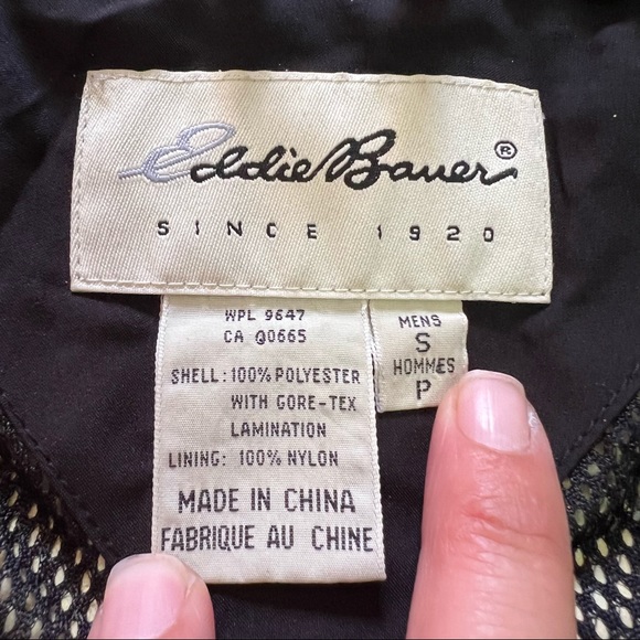 Eddie Bauer Small Gore-Tex Hooded Rain Coat Black Waterproof Light Vented - Picture 9 of 9